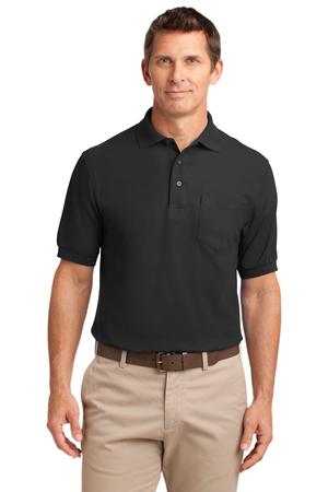 Port Authority Silk Touch Polo with Pocket. K500P Black