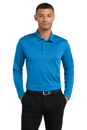 Port Authority Silk Touch Performance Long Sleeve Polo. K540LS Brilliant Blue