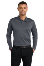 Port Authority Silk Touch Performance Long Sleeve Polo. K540LS Steel Grey