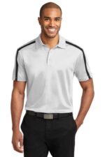 Port Authority Silk Touch Performance Colorblock Stripe Polo. K547 White/ Black