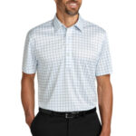 Port Authority Shirt Collar Polo K700 Black/ Carolina Blue Check