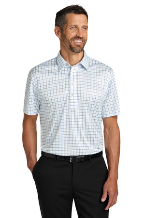 Port Authority Shirt Collar Polo K700 Black/ Carolina Blue Check