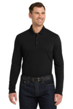 Port Authority EZCotton Long Sleeve Polo. K8000LS Black
