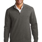 Port Authority Interlock 1/4-Zip. K807 Charcoal Heather/ Medium Heather Grey