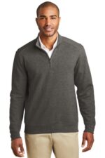 Port Authority Interlock 1/4-Zip. K807 Charcoal Heather/ Medium Heather Grey