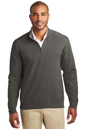 K807 - Charcoal Heather/ Medium Heather Grey Port Authority Interlock 1/4-Zip. K807 Charcoal Heather/ Medium Heather Grey