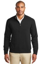 Port Authority Interlock 1/4-Zip. K807 Deep Black/ Charcoal Heather