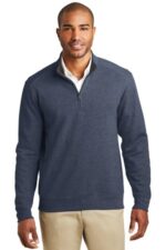 Port Authority Interlock 1/4-Zip. K807 Estate Blue Heather/ Charcoal Heather