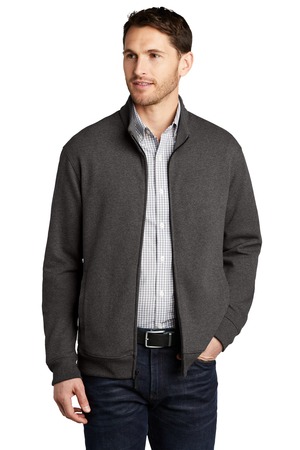 K809 - Charcoal Heather/ Medium Heather Grey Port Authority Interlock Full-Zip. K809 Charcoal Heather/ Medium Heather Grey