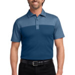 Port Authority Fine Pique Blend Blocked Polo K831 Aegean Blue/ Aegean Blue Heather