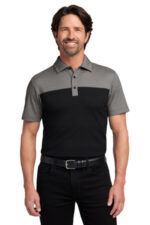 Port Authority Fine Pique Blend Blocked Polo K831 Deep Black/ Charcoal Heather