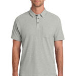 Port Authority C-FREE Cotton Blend Pique Pocket Polo K868 Deep Smoke Heather