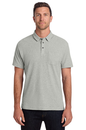 Port Authority C-FREE Cotton Blend Pique Pocket Polo K868 Deep Smoke Heather