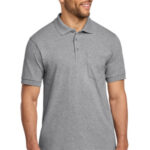Port & Co Core Blend Jersey Knit Pocket Polo. KP55P Athletic Heather