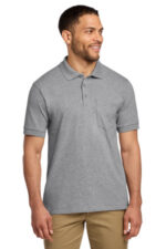 Port & Co Core Blend Jersey Knit Pocket Polo. KP55P Athletic Heather