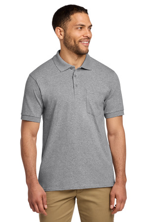 Port & Co Core Blend Jersey Knit Pocket Polo. KP55P Athletic Heather
