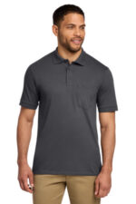 Port & Co Core Blend Jersey Knit Pocket Polo. KP55P Charcoal