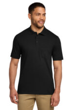 Port & Co Core Blend Jersey Knit Pocket Polo. KP55P Jet Black