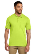 Port & Co Core Blend Jersey Knit Pocket Polo. KP55P Safety Green