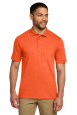 Port & Co Core Blend Jersey Knit Pocket Polo. KP55P Safety Orange