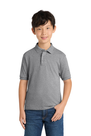 Port & Co Youth Core Blend Jersey Knit Polo. KP55Y Athletic Heather