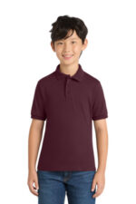Port & Co Youth Core Blend Jersey Knit Polo. KP55Y Athletic Maroon