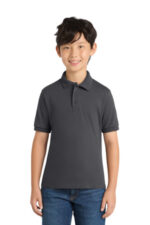 Port & Co Youth Core Blend Jersey Knit Polo. KP55Y Charcoal
