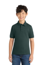 Port & Co Youth Core Blend Jersey Knit Polo. KP55Y Dark Green