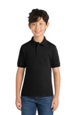 Port & Co Youth Core Blend Jersey Knit Polo. KP55Y Jet Black