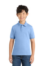 Port & Co Youth Core Blend Jersey Knit Polo. KP55Y Light Blue