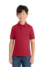 Port & Co Youth Core Blend Jersey Knit Polo. KP55Y Red
