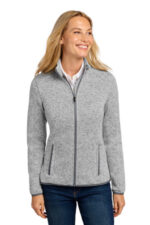 Port Authority Women's Sweater Fleece Jacket. L232 Grey Heather