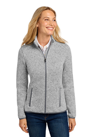 Port Authority Women's Sweater Fleece Jacket. L232 Grey Heather