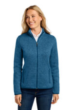 Port Authority Women's Sweater Fleece Jacket. L232 Medium Blue Heather