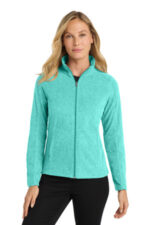 Port Authority Women's Heather Microfleece Full-Zip Jacket. L235 Aqua Green Heather