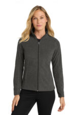 Port Authority Women's Heather Microfleece Full-Zip Jacket. L235 Black Charcoal Heather