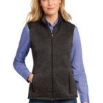 Port Authority Women's Sweater Fleece Vest L236 Black Heather