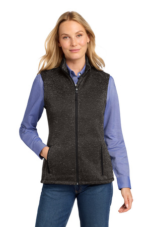 Port Authority Women's Sweater Fleece Vest L236 Black Heather