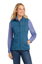 Port Authority Women's Sweater Fleece Vest L236 Medium Blue Heather