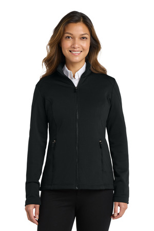 Port Authority Women's Grid Fleece Jacket. L239 Deep Black