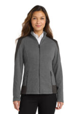 Port Authority Women's Grid Fleece Jacket. L239 Grey Smoke Heather/ Grey Smoke