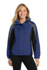 Port Authority Women's Colorblock 3-in-1 Jacket. L321 Admiral Blue/ Black/ Magnet