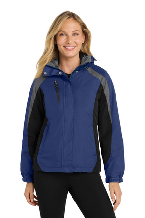 Port Authority Women's Colorblock 3-in-1 Jacket. L321 Admiral Blue/ Black/ Magnet
