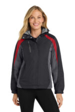 Port Authority Women's Colorblock 3-in-1 Jacket. L321 Black/ Magnet/ Signal Red