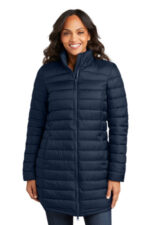 Port Authority Women's Horizon Puffy Long Jacket L365 Dress Blue Navy