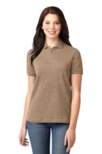 Port Authority Women's Heavyweight Cotton Pique Polo. L420 Khaki Heather