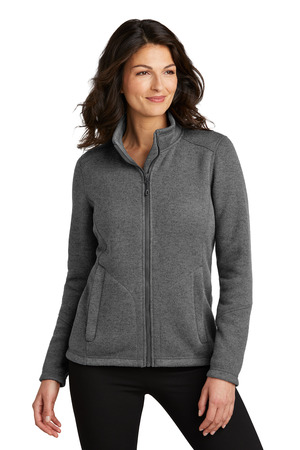 Port Authority Women's Arc Sweater Fleece Jacket L428 Grey Smoke Heather