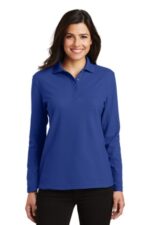 Port Authority Women's Silk Touch Long Sleeve Polo. L500LS Royal