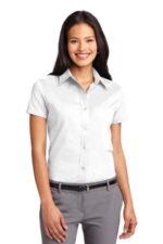 Port Authority Women's Short Sleeve Easy Care Shirt. L508 White/ Light Stone