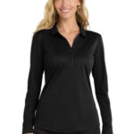 Port Authority Women's Silk Touch Performance Long Sleeve Polo. L540LS Black